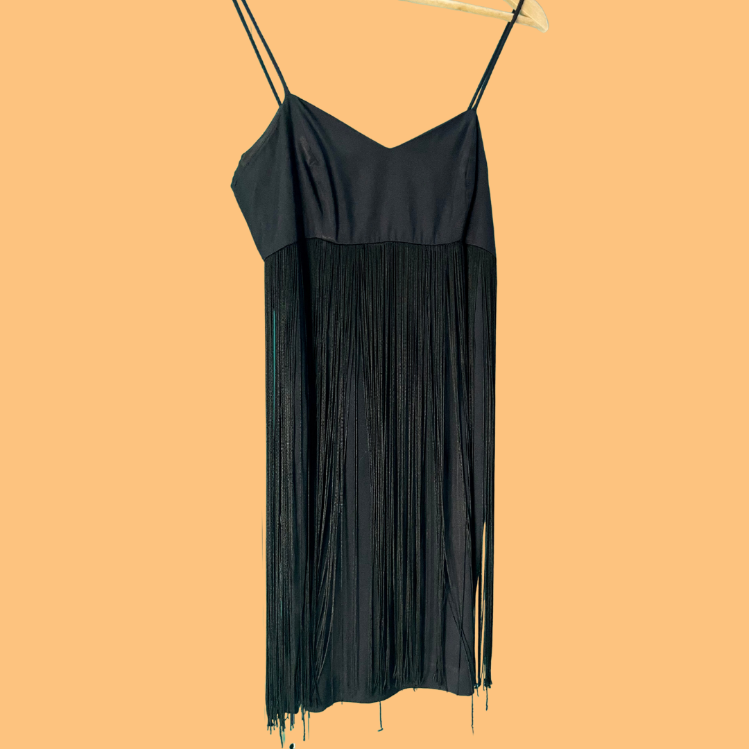 Black Mini Tassle Dress